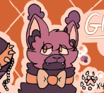 Grapefruit! A dusty rose, purple taupe, and dusky purple cat with orange eyes.